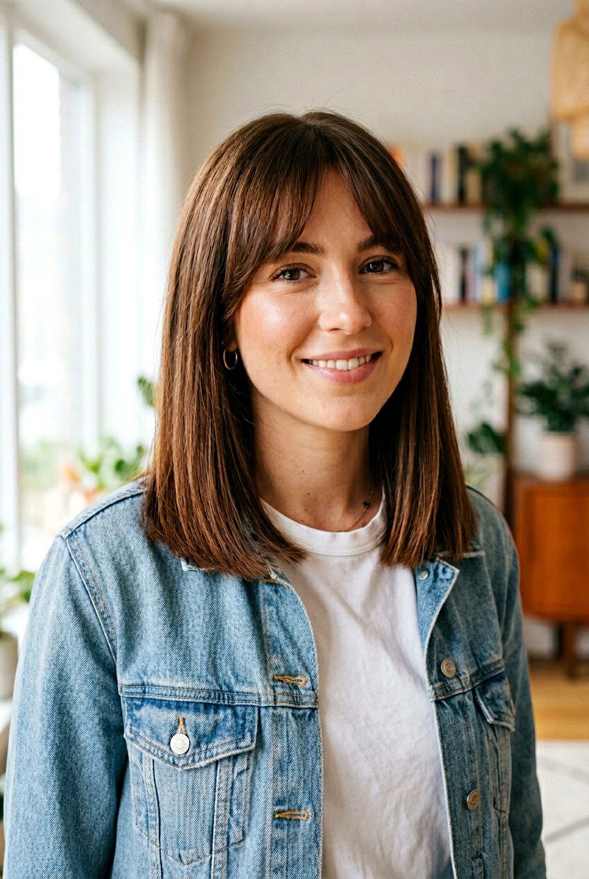 Blunt cut with curtain bangs for damaged ends - 20 blunt cut for damaged ends - 20 blunt cut for damaged ends