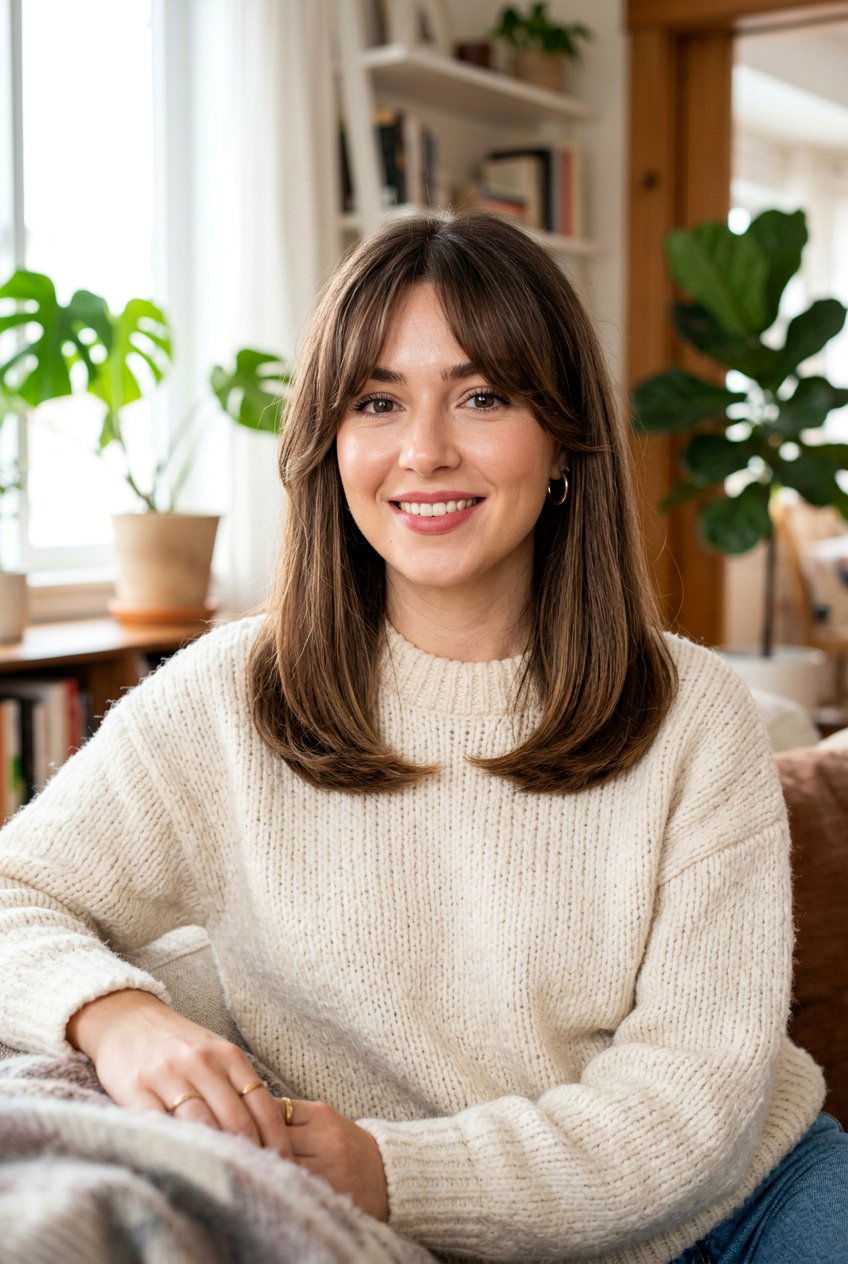 Blunt cut with curtain bangs - 20 blunt shoulder length haircut for fine hair - 20 blunt shoulder length haircut for fine hair