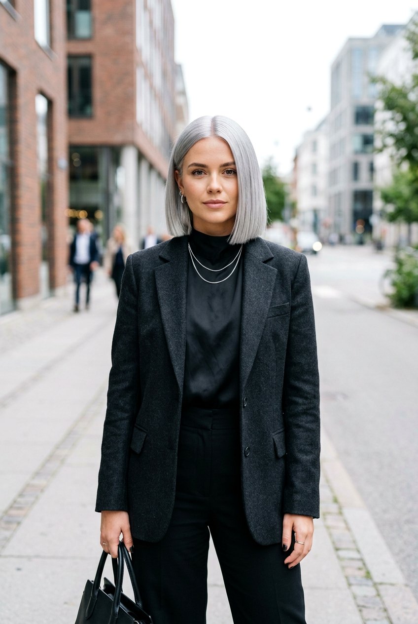 Blunt gray bob - 20 gray transition bob hairstyle - 20 gray transition bob hairstyle