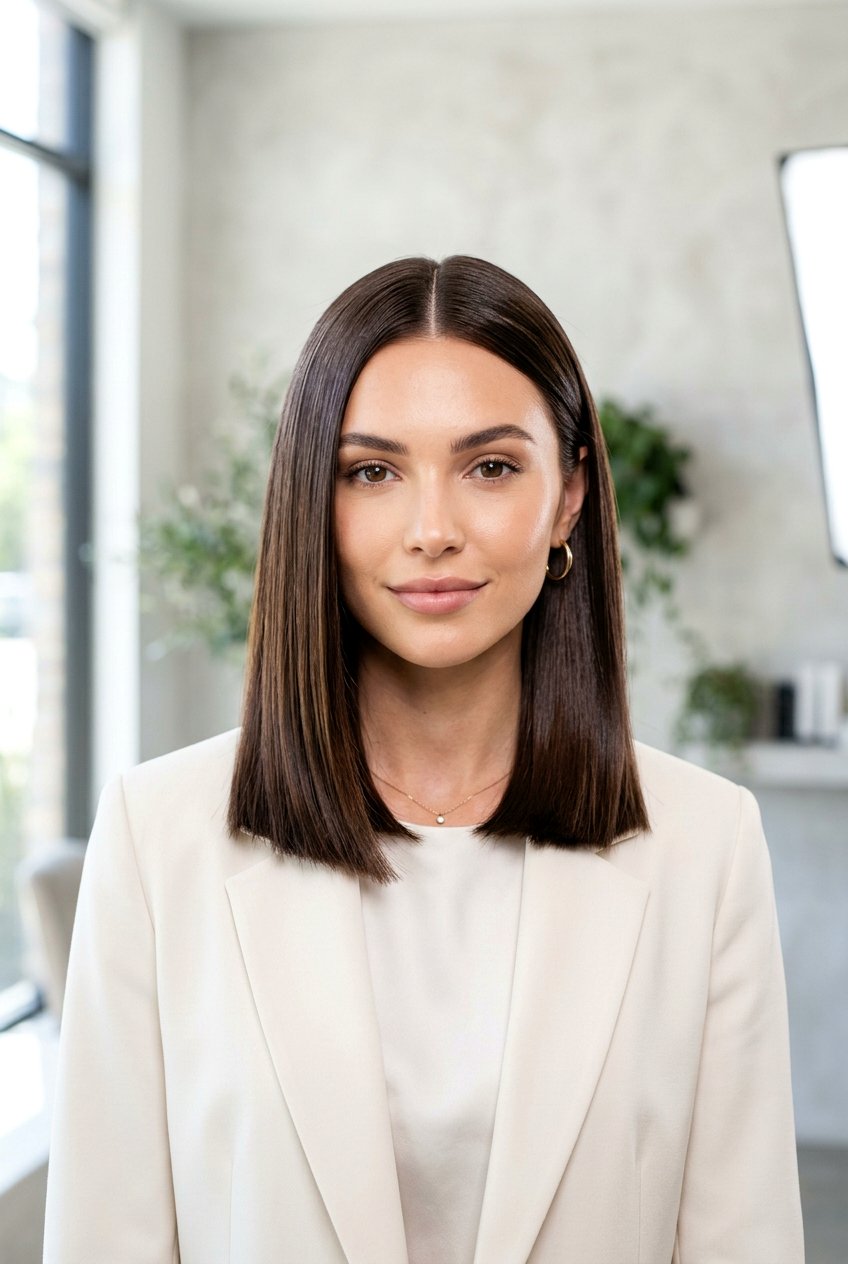 Blunt lob with center part - 20 medium length hairstyles for women - 20 medium length hairstyles for women