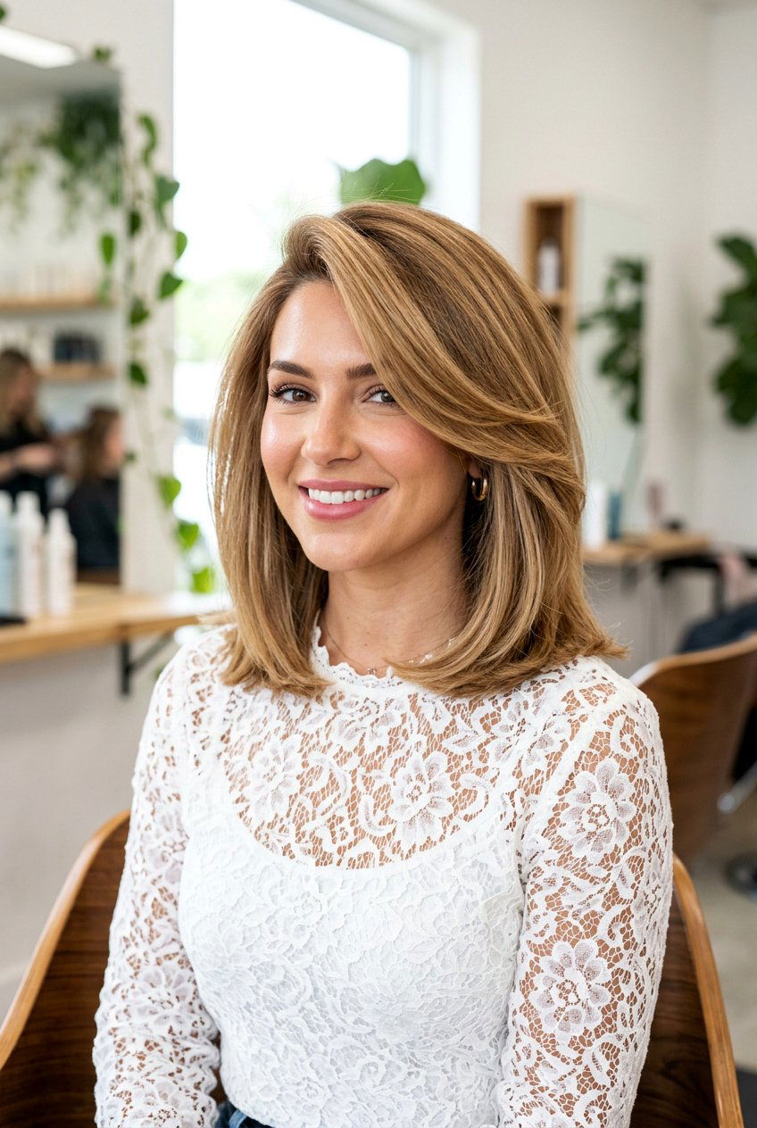 Blunt lob with side part for split ends - 20 blunt cut for damaged ends - 20 blunt cut for damaged ends