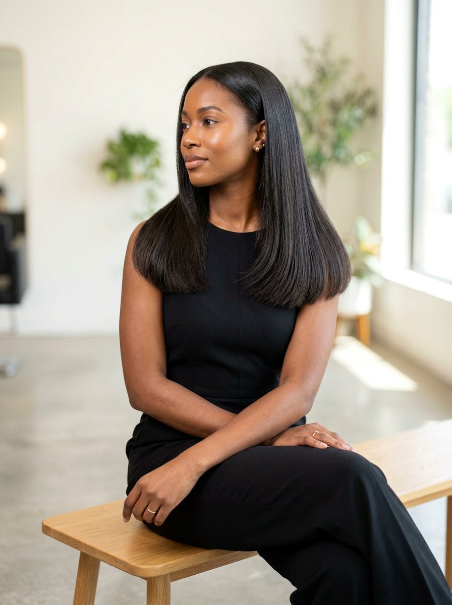 Blunt silk press with internal layers - 20 silk press with layers - 20 silk press with layers