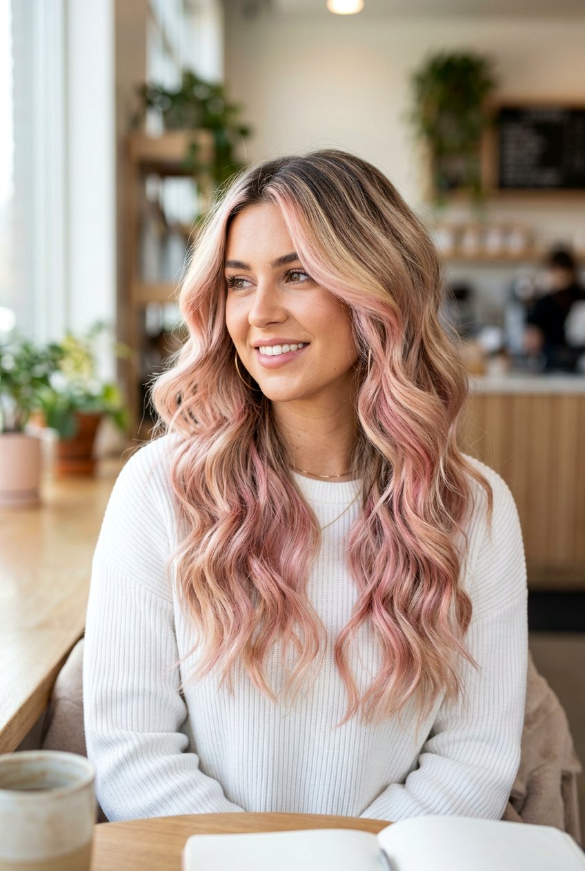 Blush Blonde Foilayage - 20 blush blonde hair color - 20 blush blonde hair color