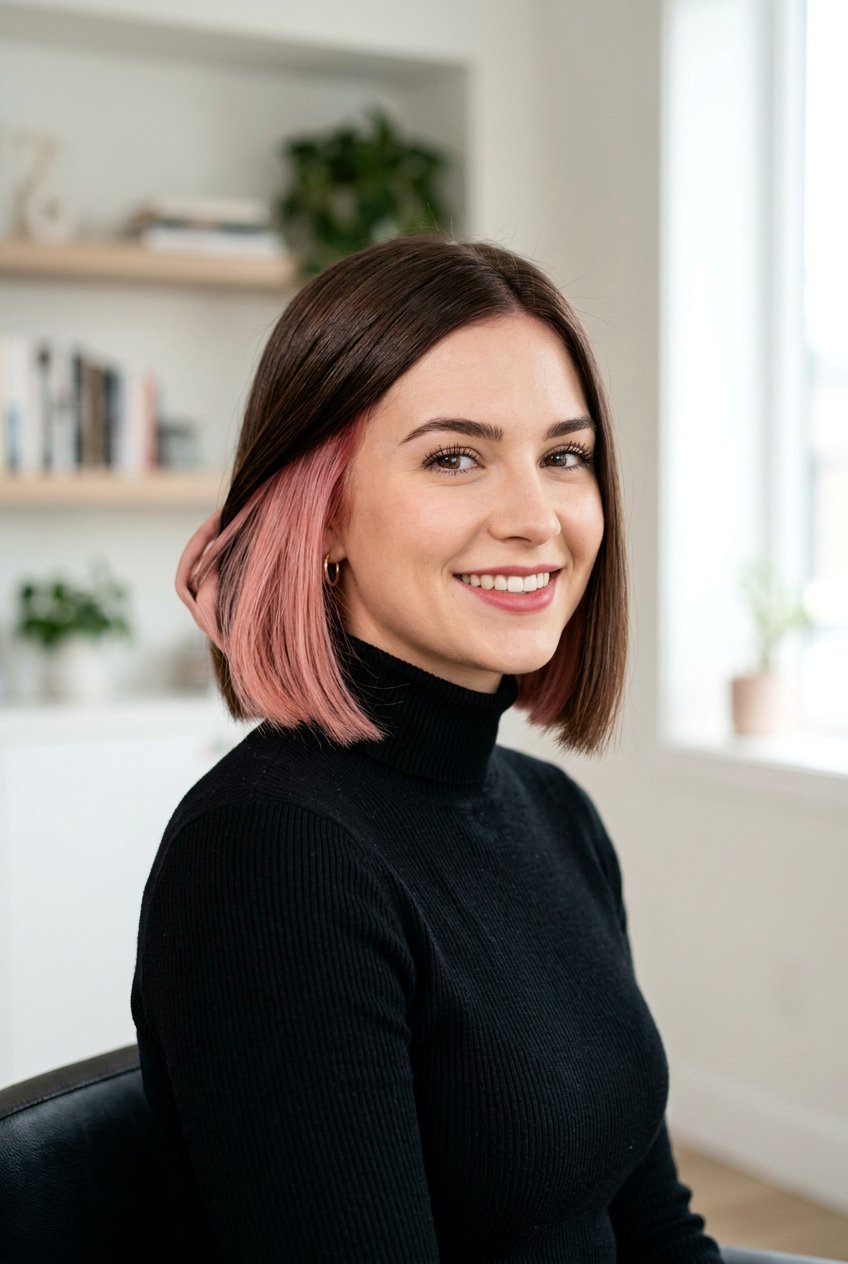Blush Pink Underlayer Bob Haircut - 20 blush pink underlayer hair - 20 blush pink underlayer hair
