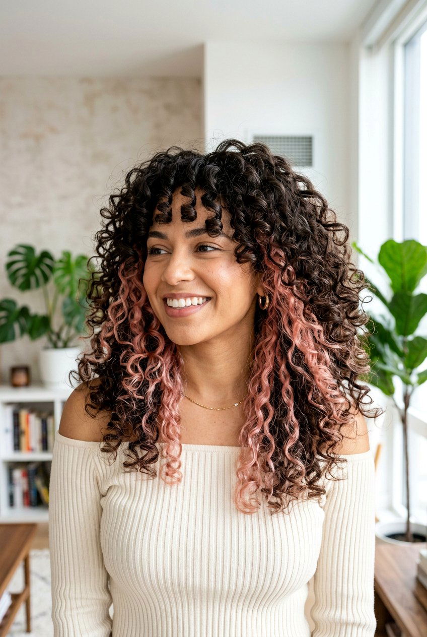 Blush Pink Underlayer Curly Hair - 20 blush pink underlayer hair - 20 blush pink underlayer hair