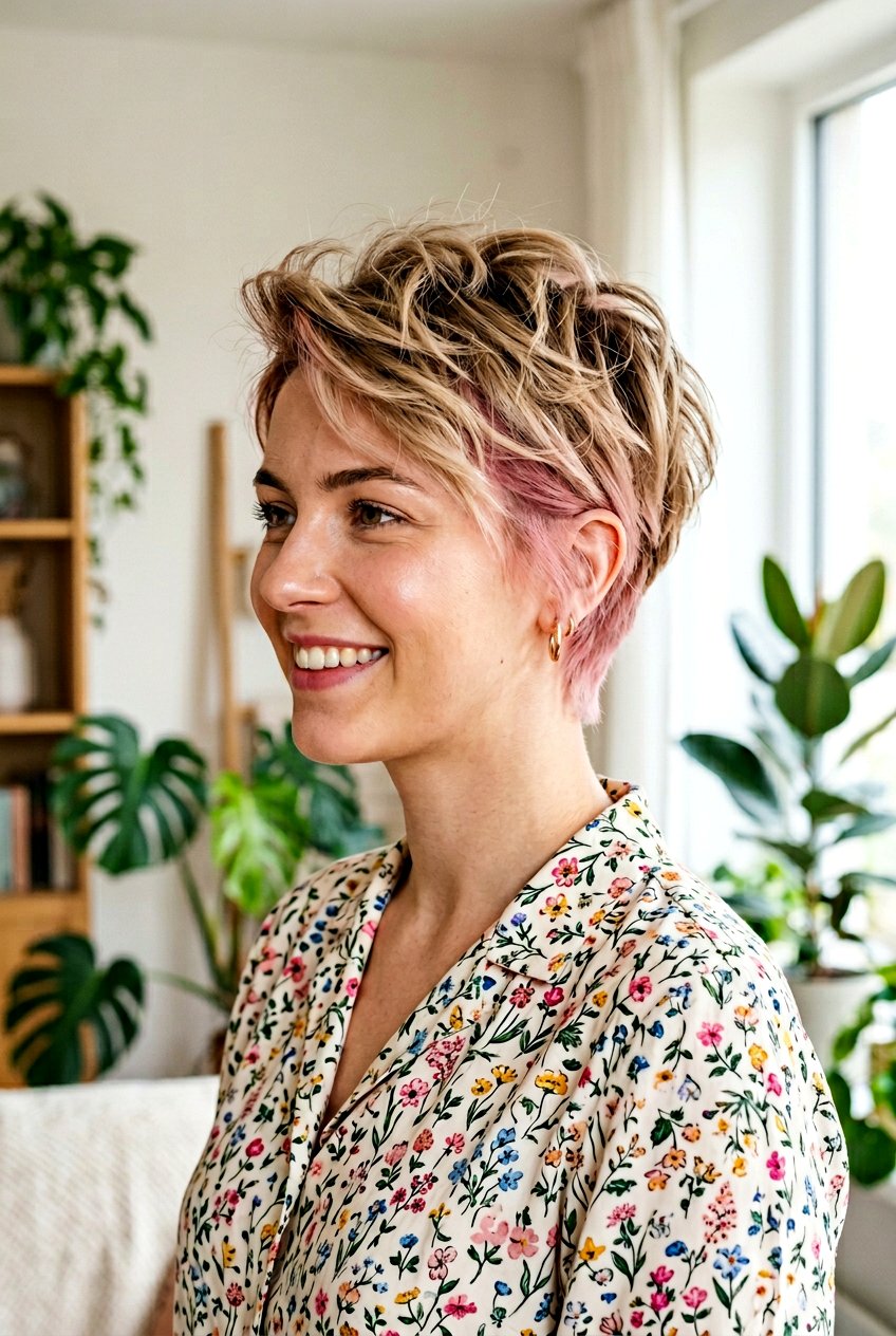 Blush Pink Underlayer Pixie Cut - 20 blush pink underlayer hair - 20 blush pink underlayer hair