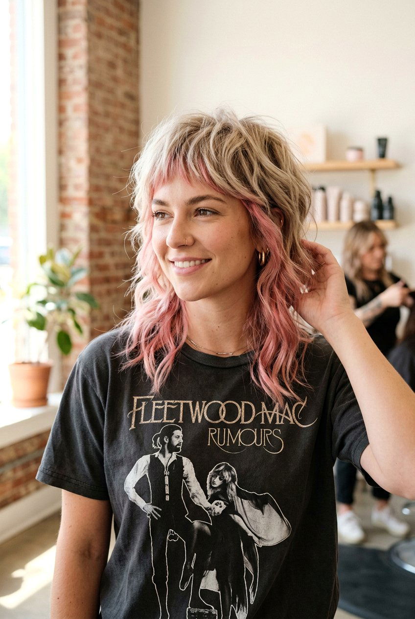 Blush Pink Underlayer Shag Haircut - 20 blush pink underlayer hair - 20 blush pink underlayer hair