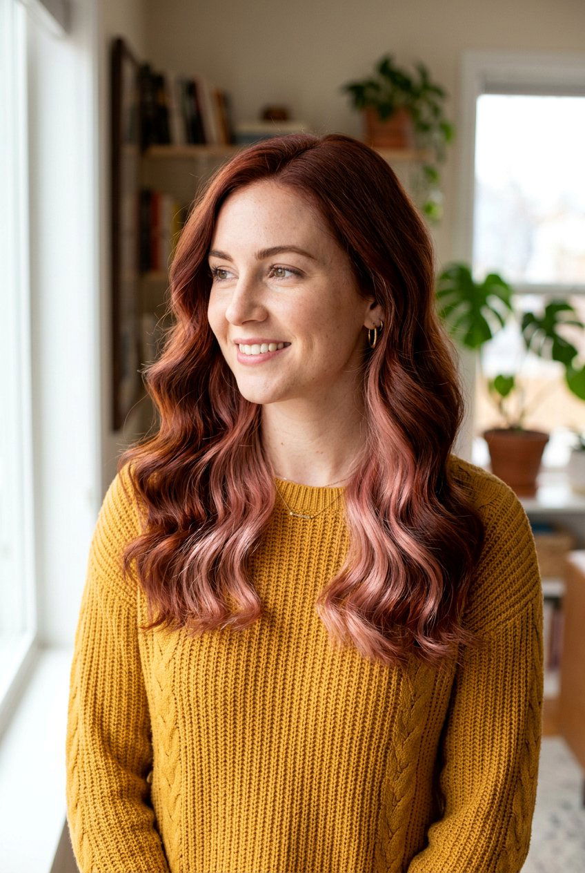 Blush Pink Underlayer on Auburn Hair - 20 blush pink underlayer hair - 20 blush pink underlayer hair