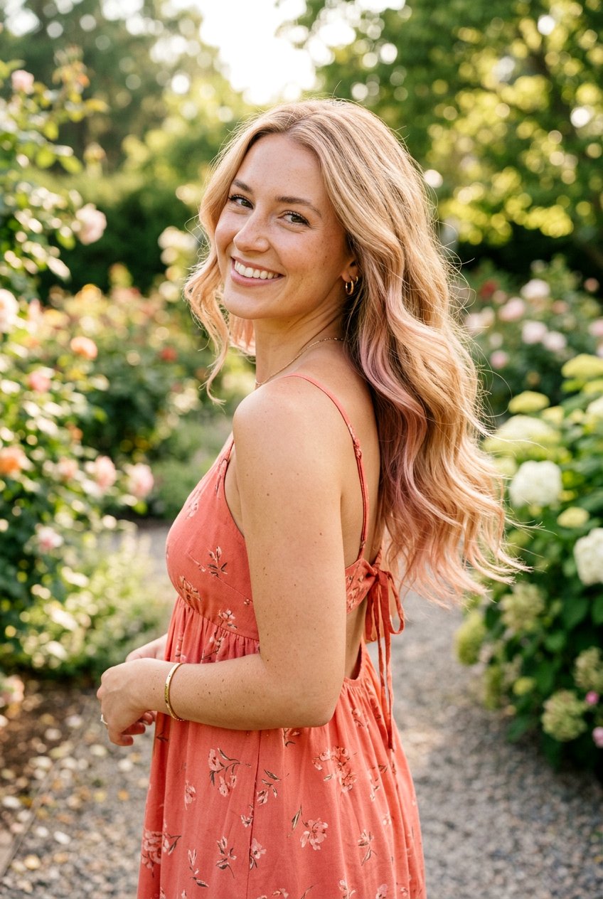 Blush Pink Underlayer on Honey Blonde Hair - 20 blush pink underlayer hair - 20 blush pink underlayer hair
