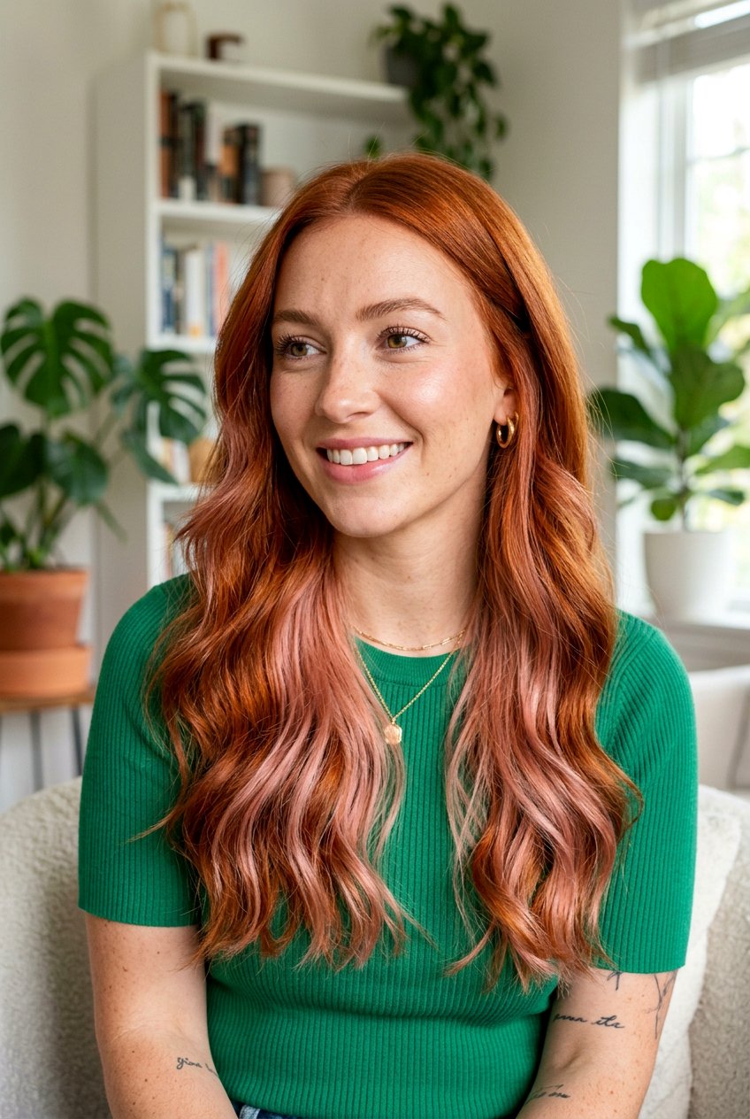 Blush Pink Underlayer on Red Hair - 20 blush pink underlayer hair - 20 blush pink underlayer hair