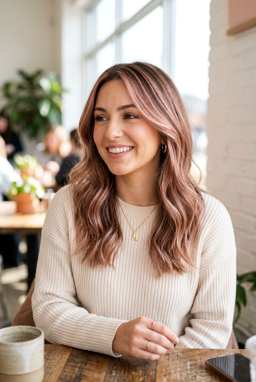 Blush Rose Gold Highlights - 20 blush rose gold hair color - 20 blush rose gold hair color