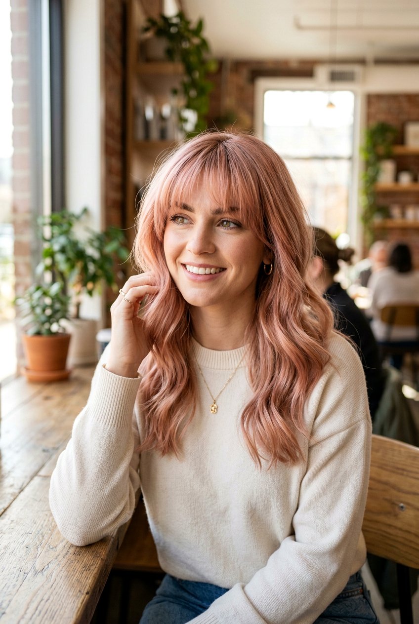 Blush Rose Gold With Bangs - 20 blush rose gold hair color - 20 blush rose gold hair color