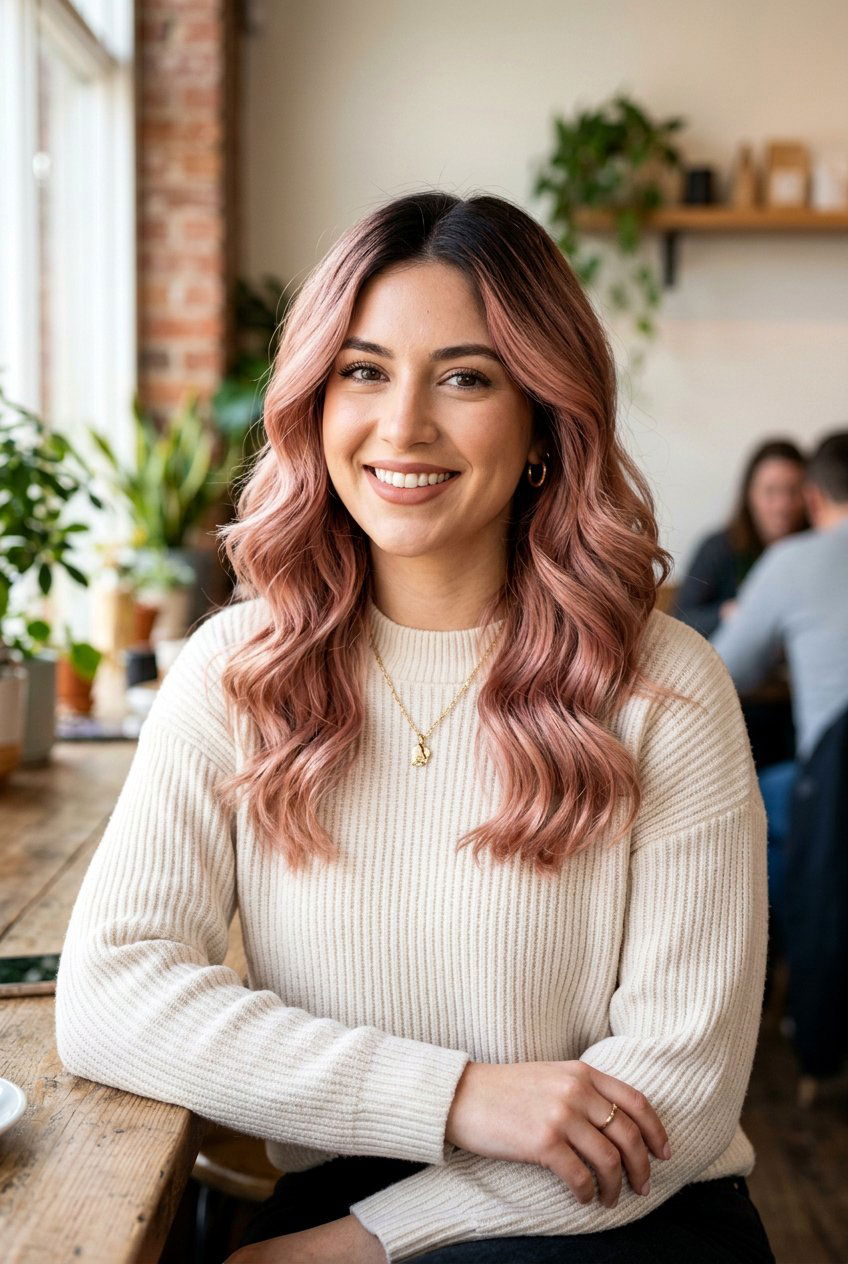 Blush Rose Gold With Dark Roots - 20 blush rose gold hair color - 20 blush rose gold hair color