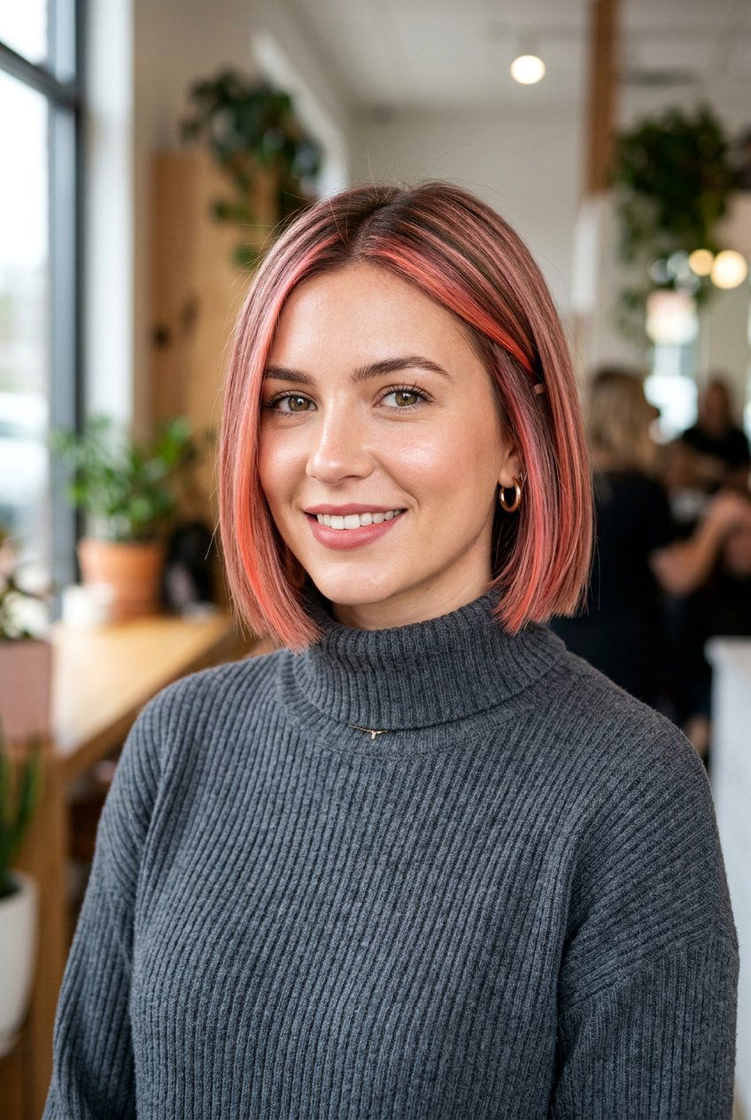 Bob Haircut With Rose Gold Balayage - 20 brunette hair with rose gold balayage - 20 brunette hair with rose gold balayage