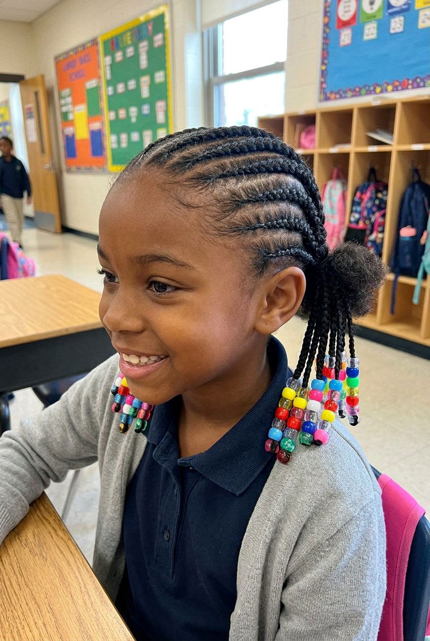Bob Knotless Braids with Colored Beads - 20 school braid styles for black girls with beads - 20 school braid styles for black girls with beads