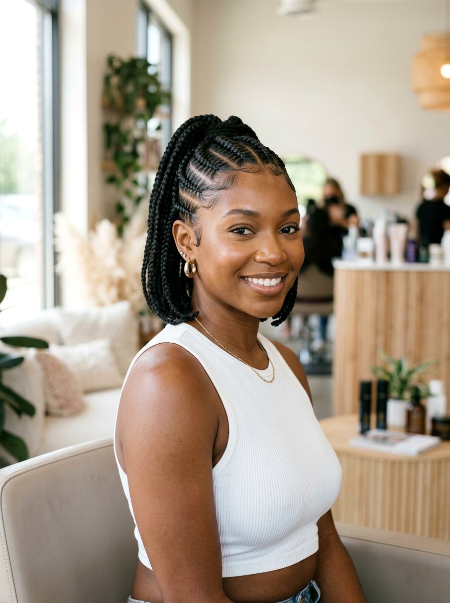 Bob Length Stitch Braid Ponytail - 20 stitch braid ponytail hairstyle - 20 stitch braid ponytail hairstyle