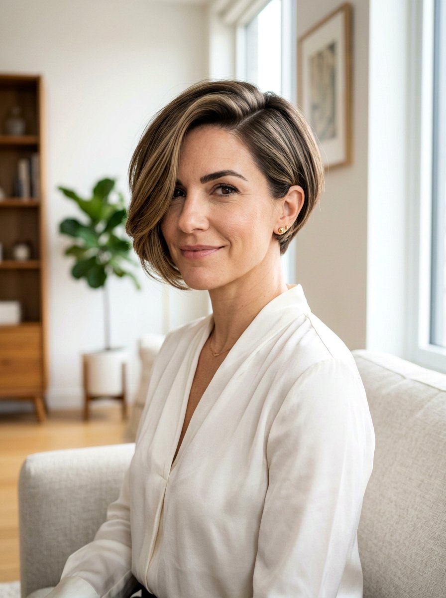 Bob With Deep Side Part - 20 haircut to fix bulky triangle bob - 20 haircut to fix bulky triangle bob