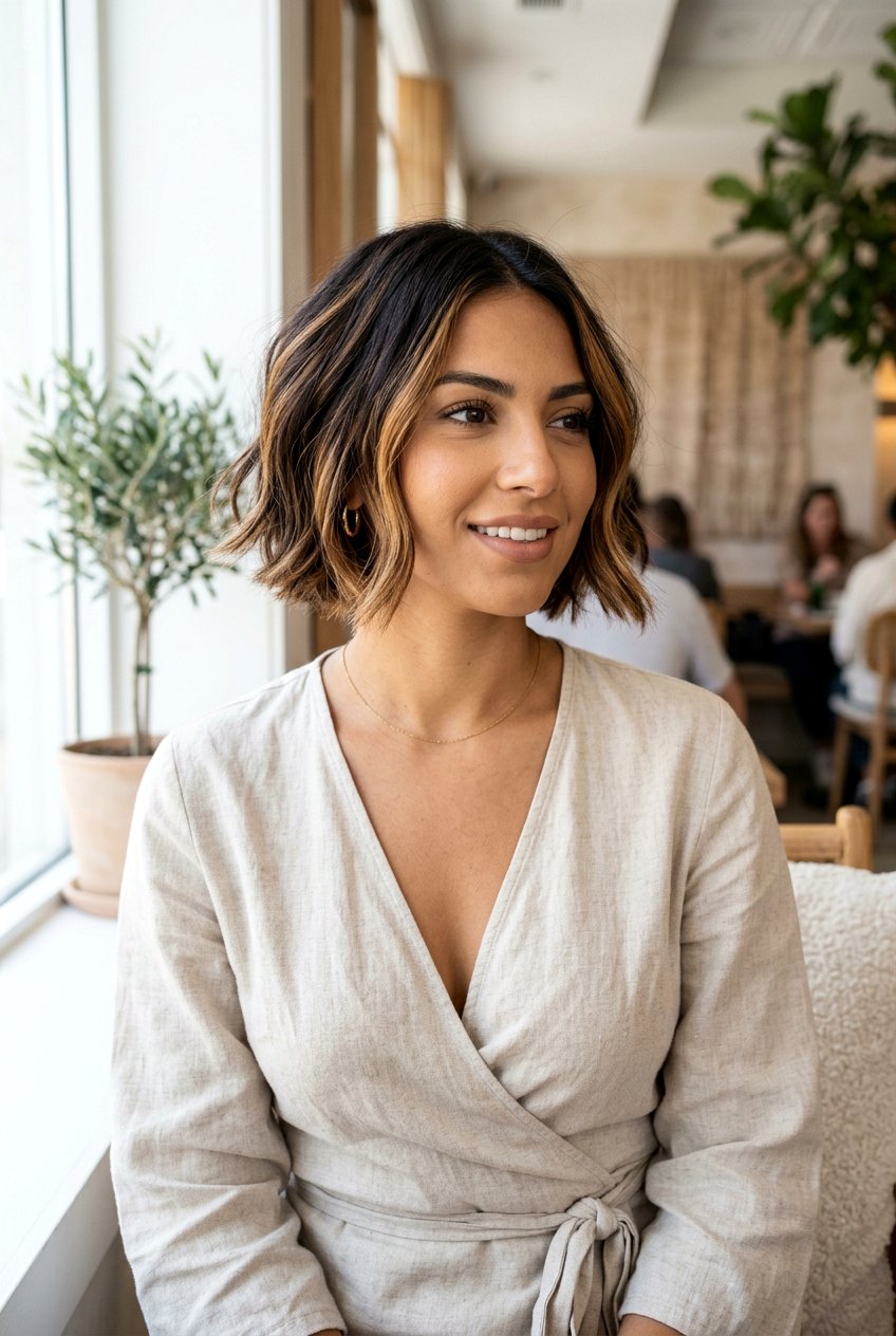 Bob at Cheekbone Length with Highlights - 20 cheekbone bob haircut - 20 cheekbone bob haircut