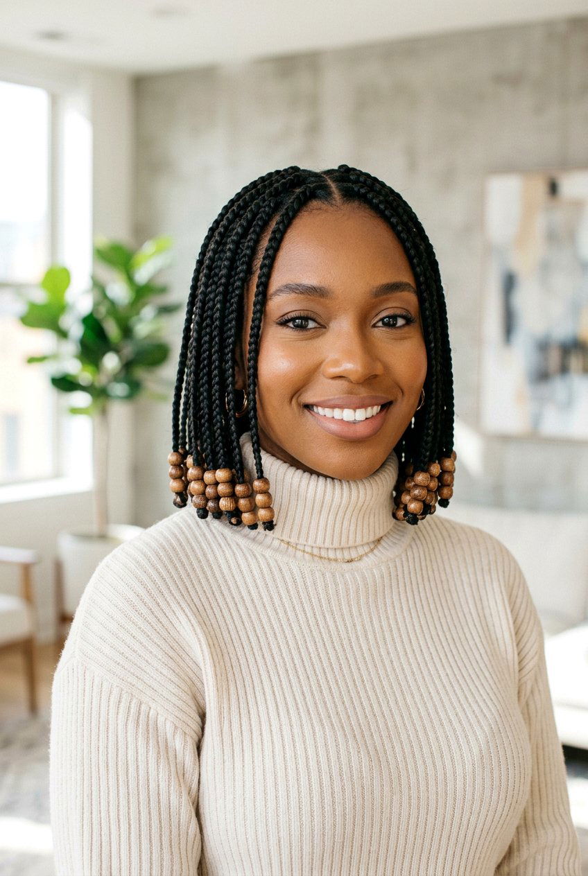 Bob box braids with beads - 20 box braids with beads - 20 box braids with beads