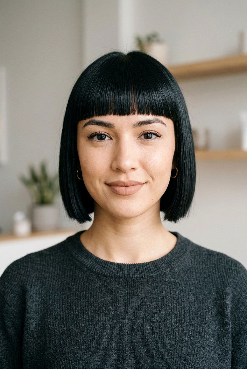Bob haircut blunt bangs - 20 blunt bangs hairstyles - 20 blunt bangs hairstyles