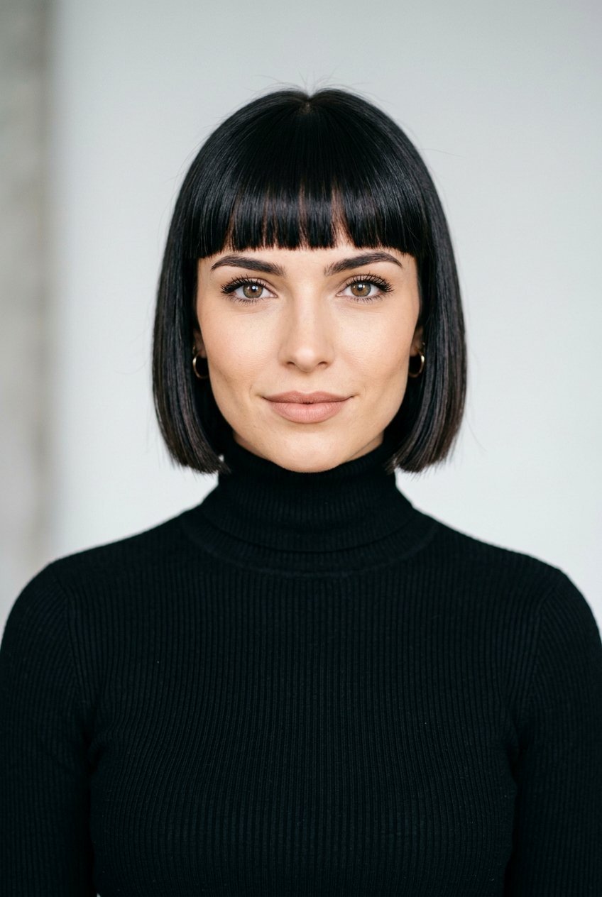 Bob with Blunt Bangs at Cheekbone Length - 20 cheekbone bob haircut - 20 cheekbone bob haircut