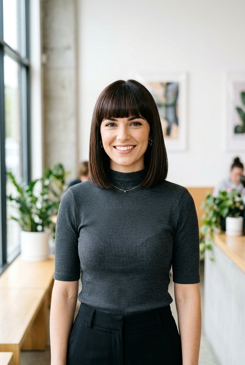Bob with Blunt Fringe for Moms - 20 mom bob haircut - 20 mom bob haircut