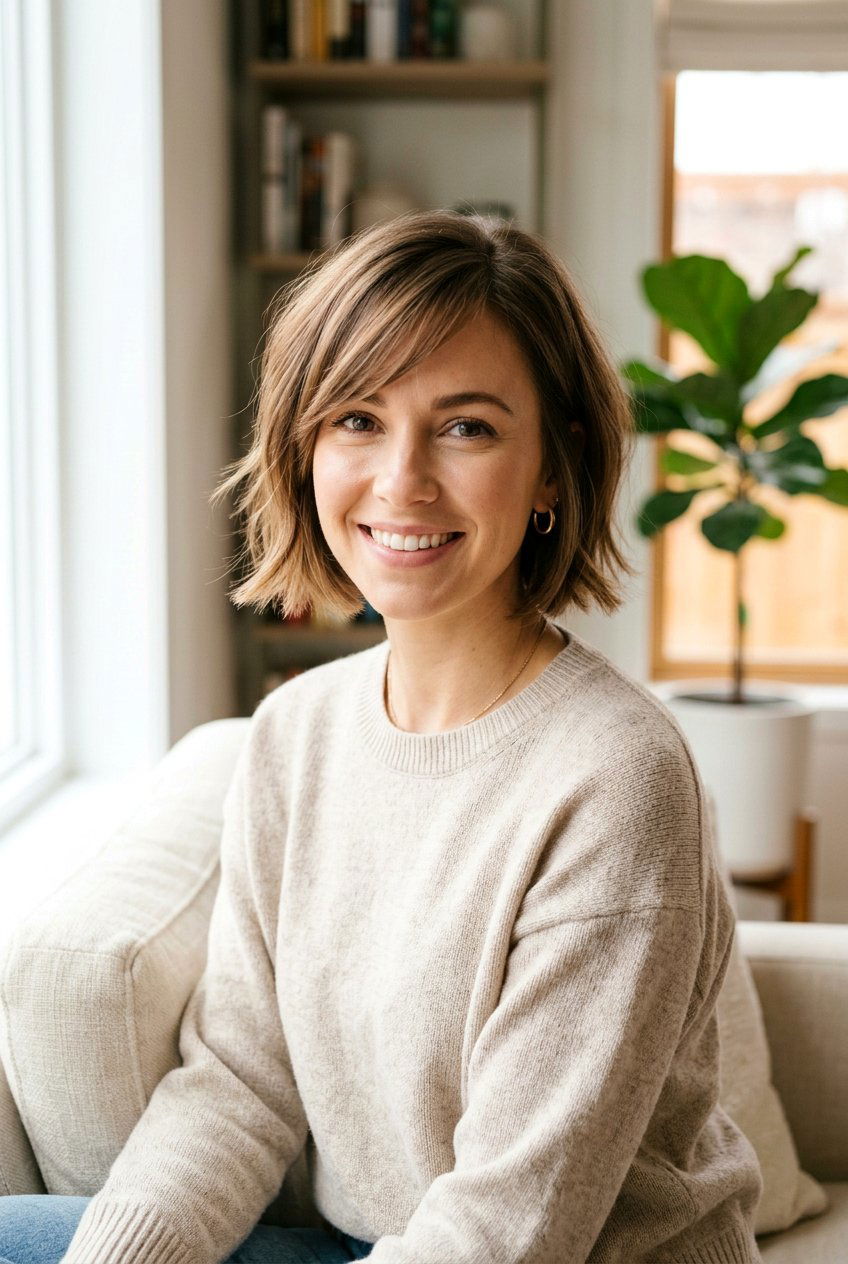 Bob with Side Swept Bangs for Moms - 20 mom bob haircut - 20 mom bob haircut