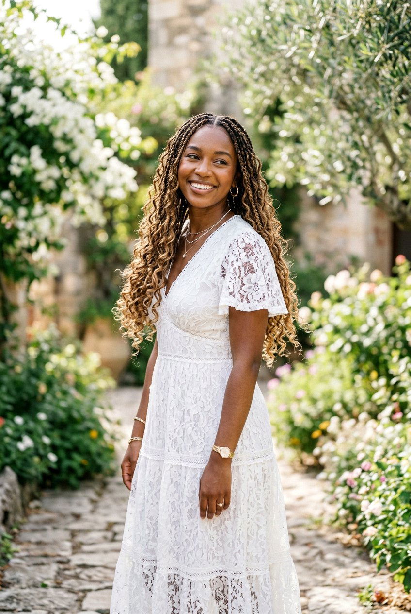 Bohemian Box Braids - 20 black women wedding guest braid styles - 20 black women wedding guest braid styles