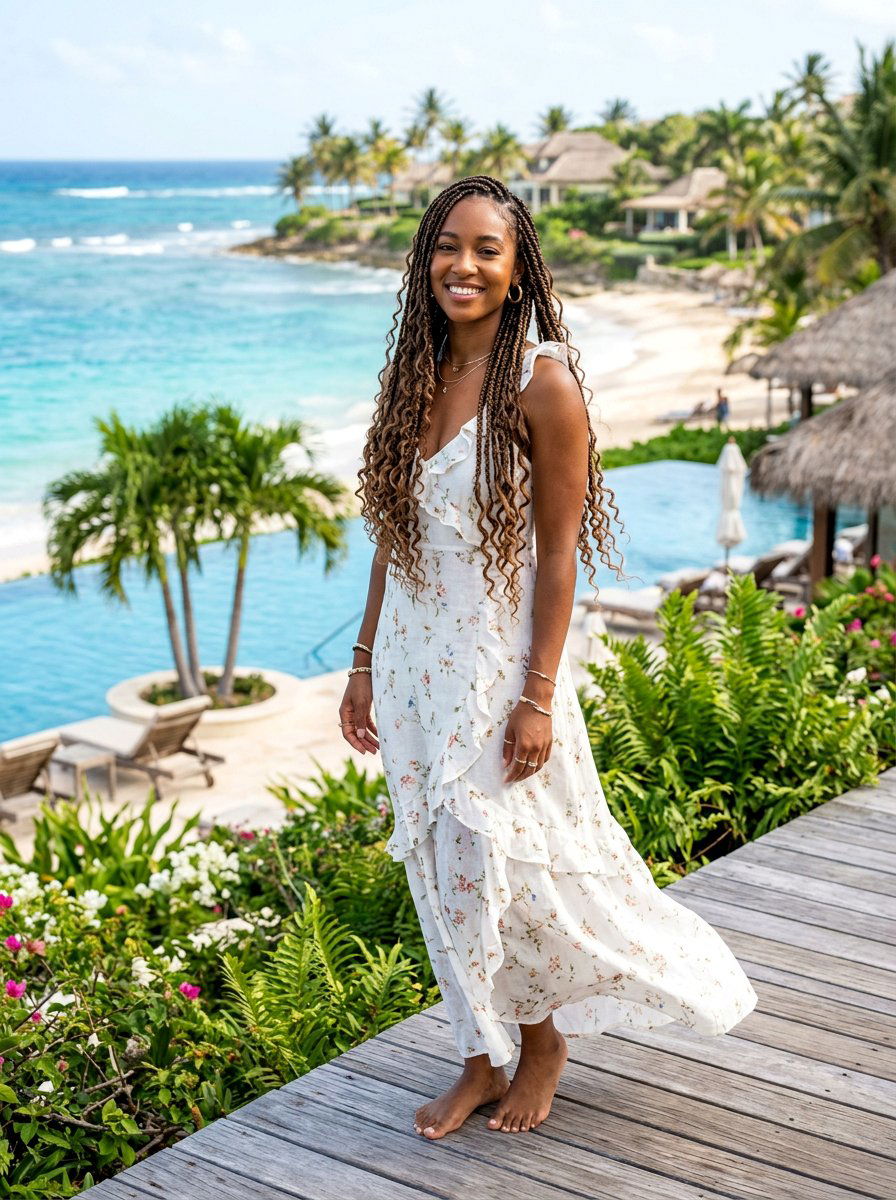 Bohemian Box Braids - 20 tropical braid hairstyle - 20 tropical braid hairstyle