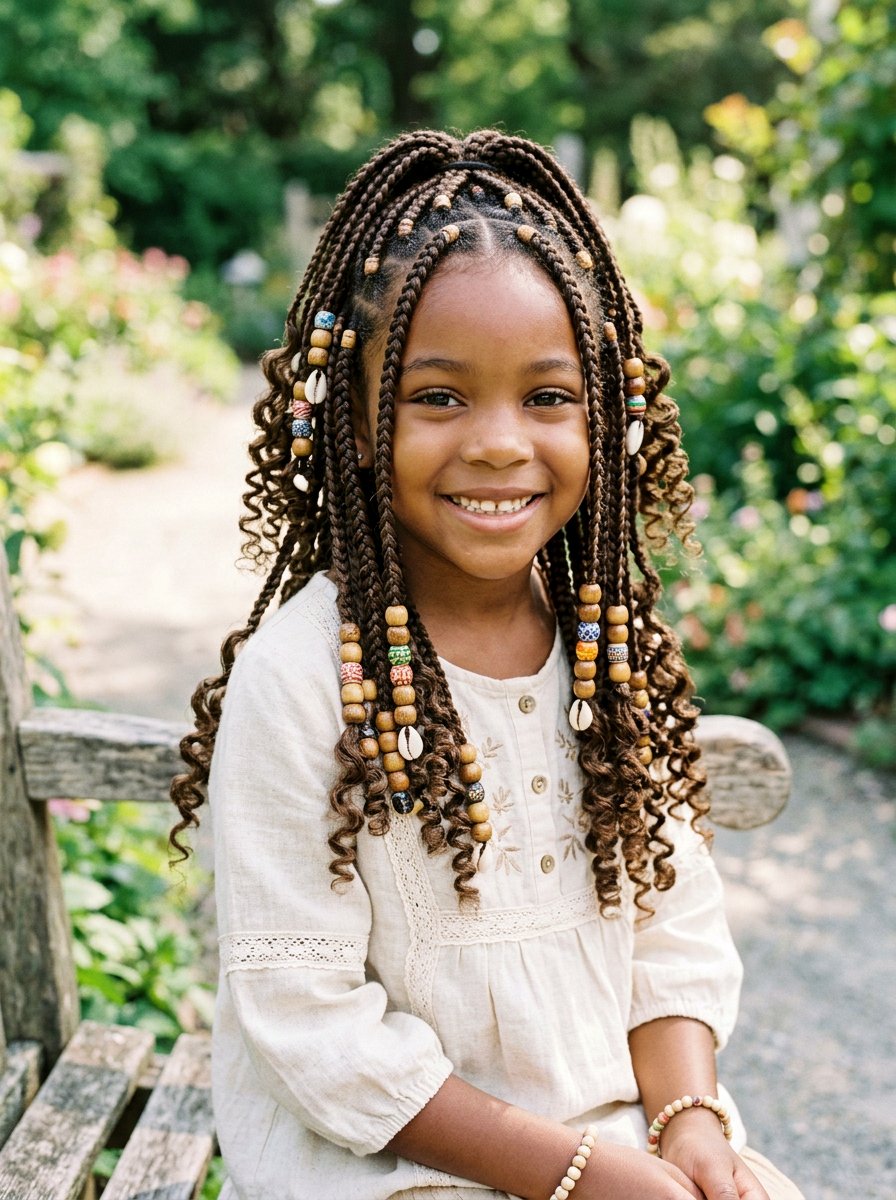 Bohemian Box Braids With Beads Kids - 20 kids box braids with beads - 20 kids box braids with beads