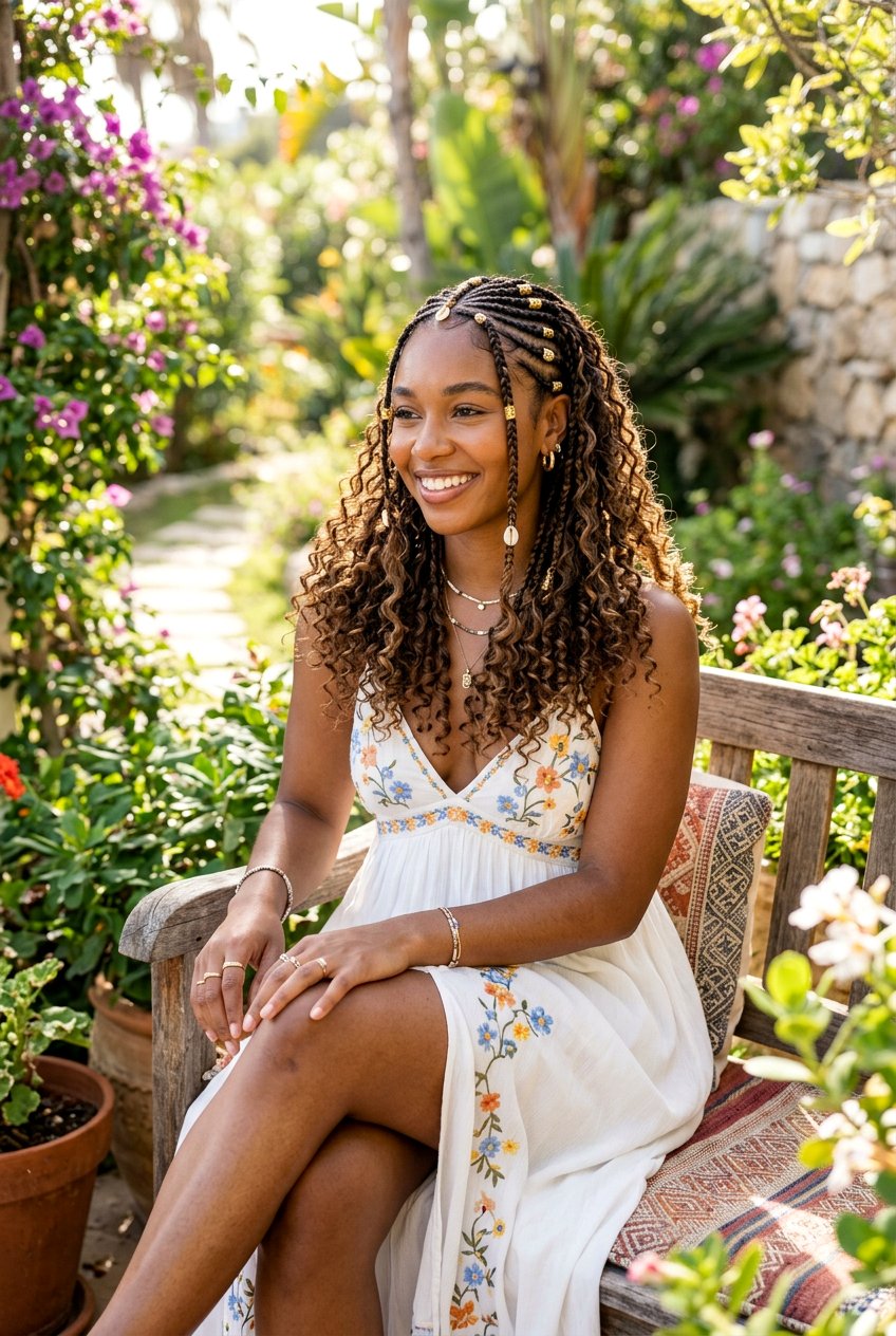 Bohemian Fulani Braids With Curly Ends - 20 fulani braids with curly ends - 20 fulani braids with curly ends