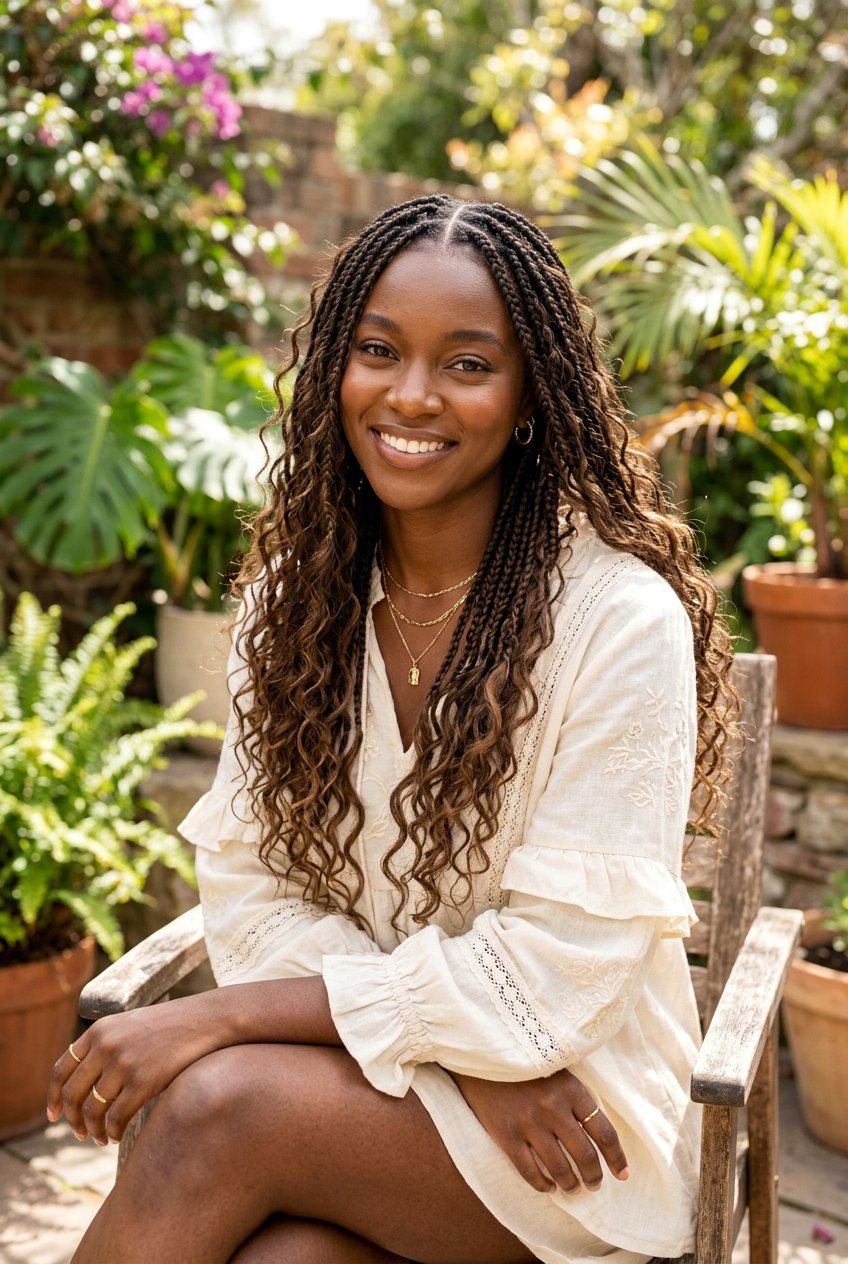 Bohemian Knotless Braids - 20 black women knotless braid ideas - 20 black women knotless braid ideas