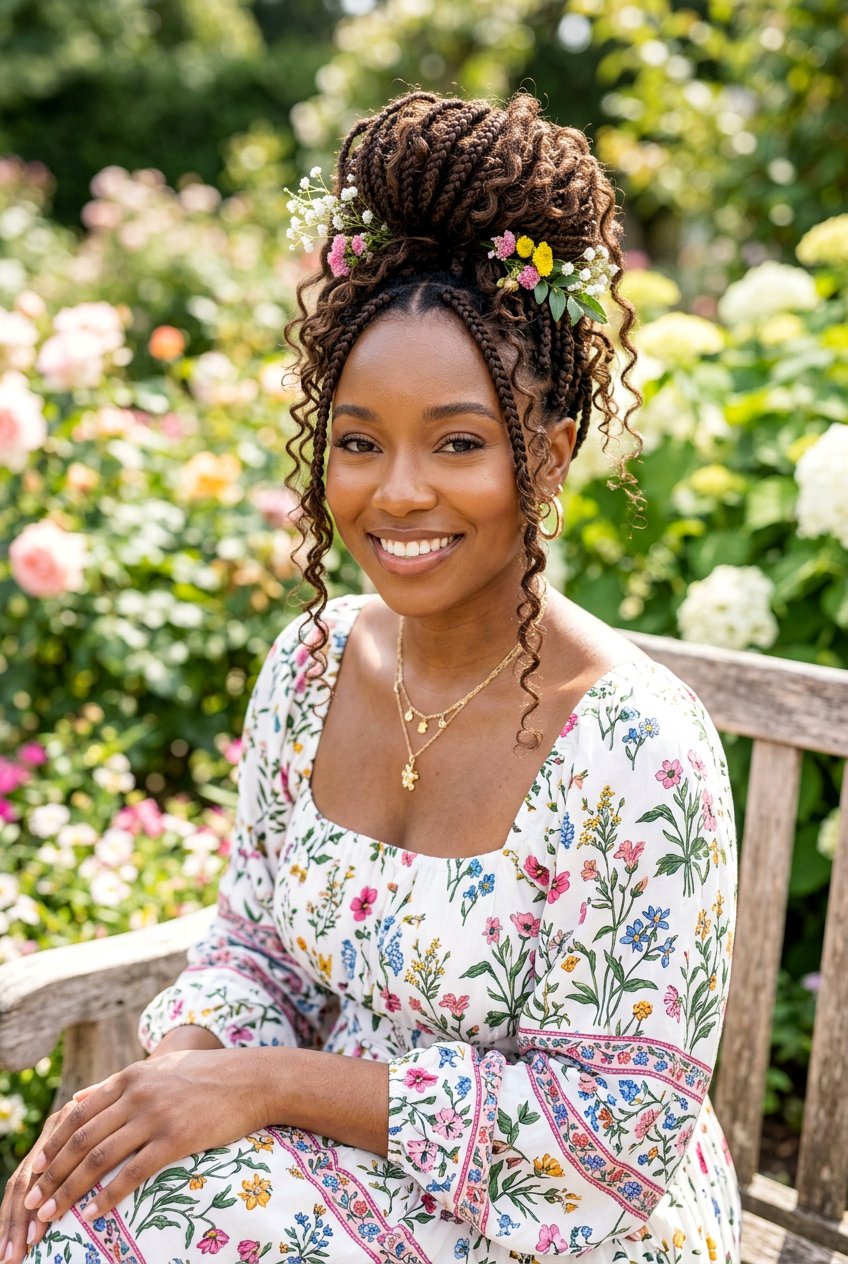 Bohemian Knotless Braids Bun - 20 knotless braids bun for women - 20 knotless braids bun for women