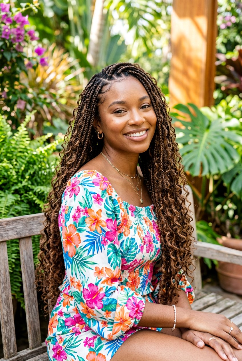 Bohemian Knotless Braids With Curls - 20 goddess knotless braids styles - 20 goddess knotless braids styles