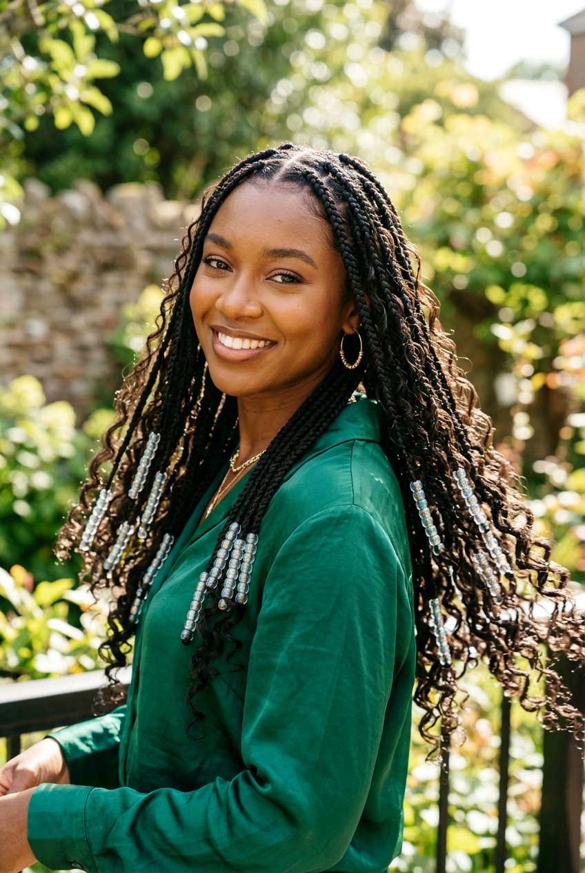 Bohemian Knotless Braids With Glass Beads - 20 bohemian knotless braids with beads - 20 bohemian knotless braids with beads