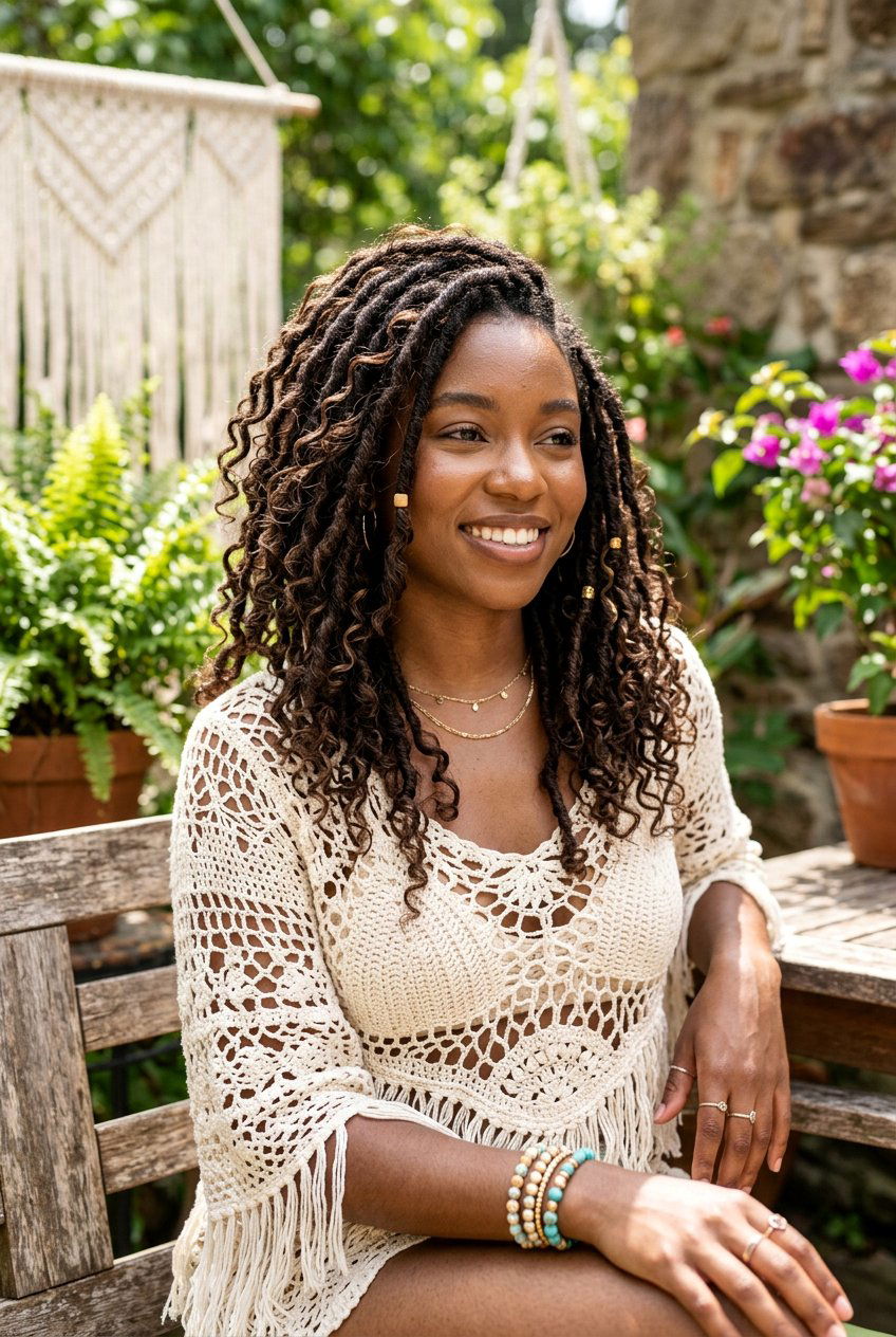 Bohemian Locs - 20 loc styles with curls - 20 loc styles with curls