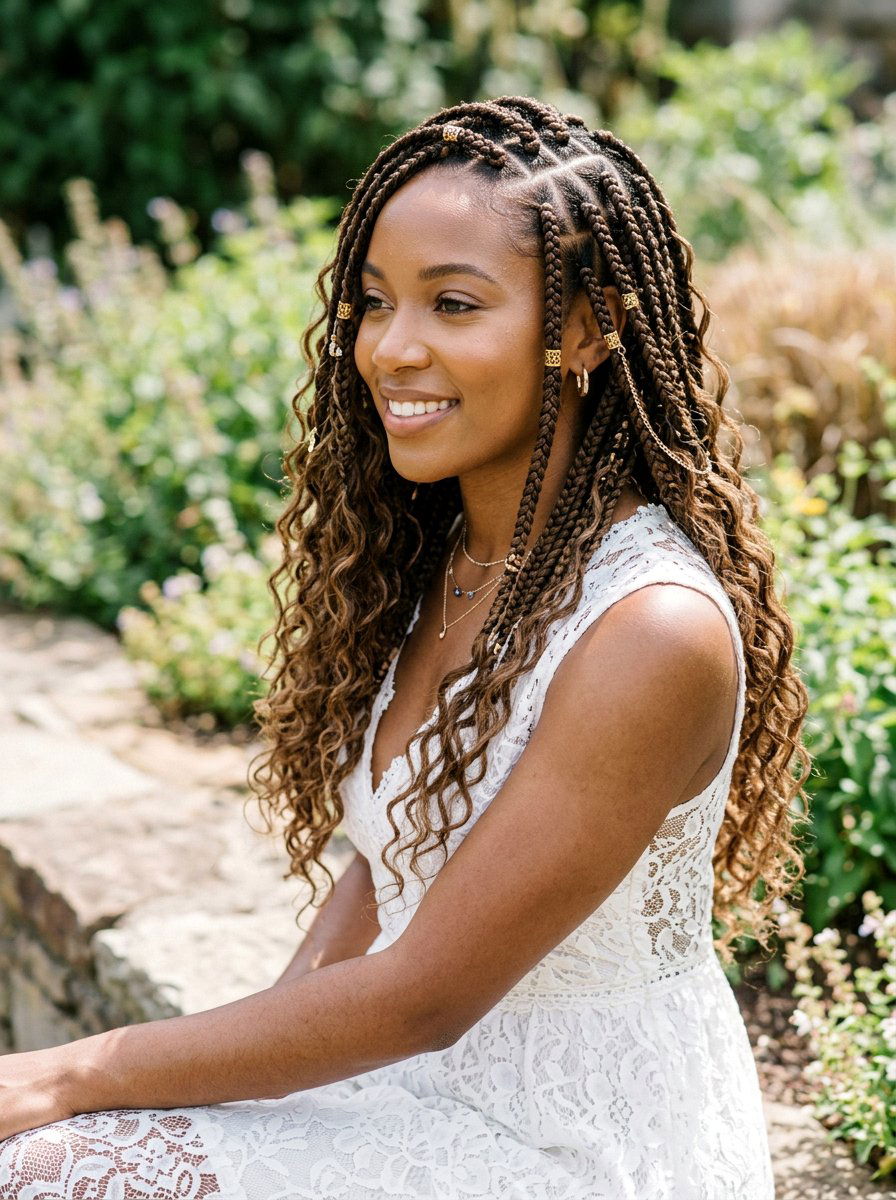 Bohemian Triangle Part Box Braids - 20 triangle part box braids - 20 triangle part box braids