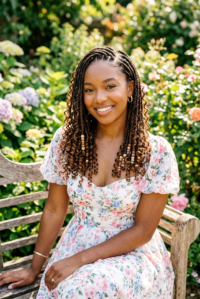 Bohemian knotless braids with beads - 20 waist length knotless braids with beads - 20 waist length knotless braids with beads