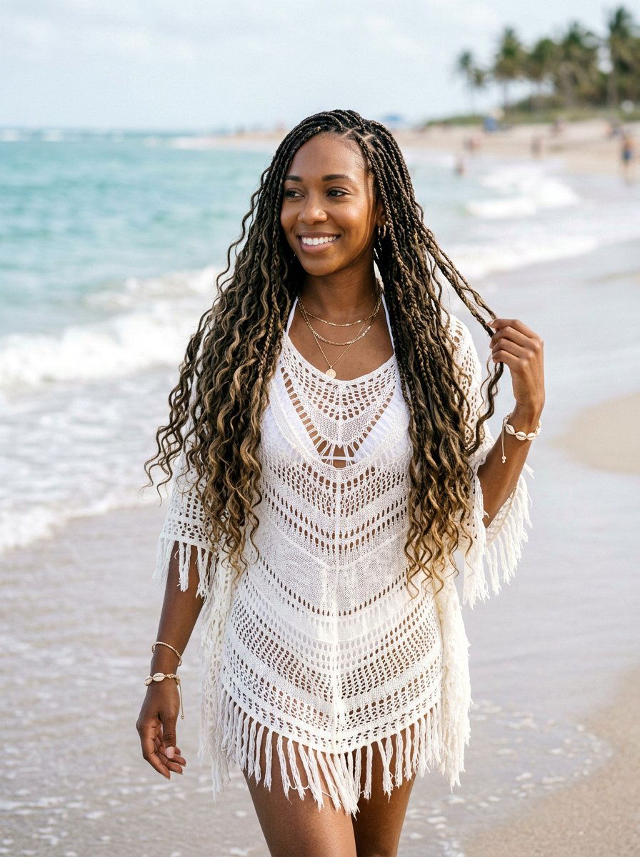 Bohemian waist length knotless braids - 20 waist length knotless braids - 20 waist length knotless braids