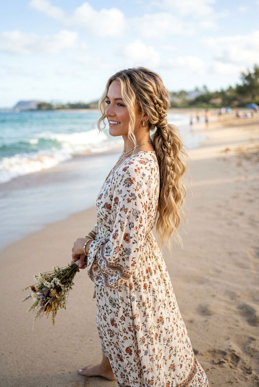Boho Beach Waves Ponytail - 20 beach waves ponytail hairstyle - 20 beach waves ponytail hairstyle