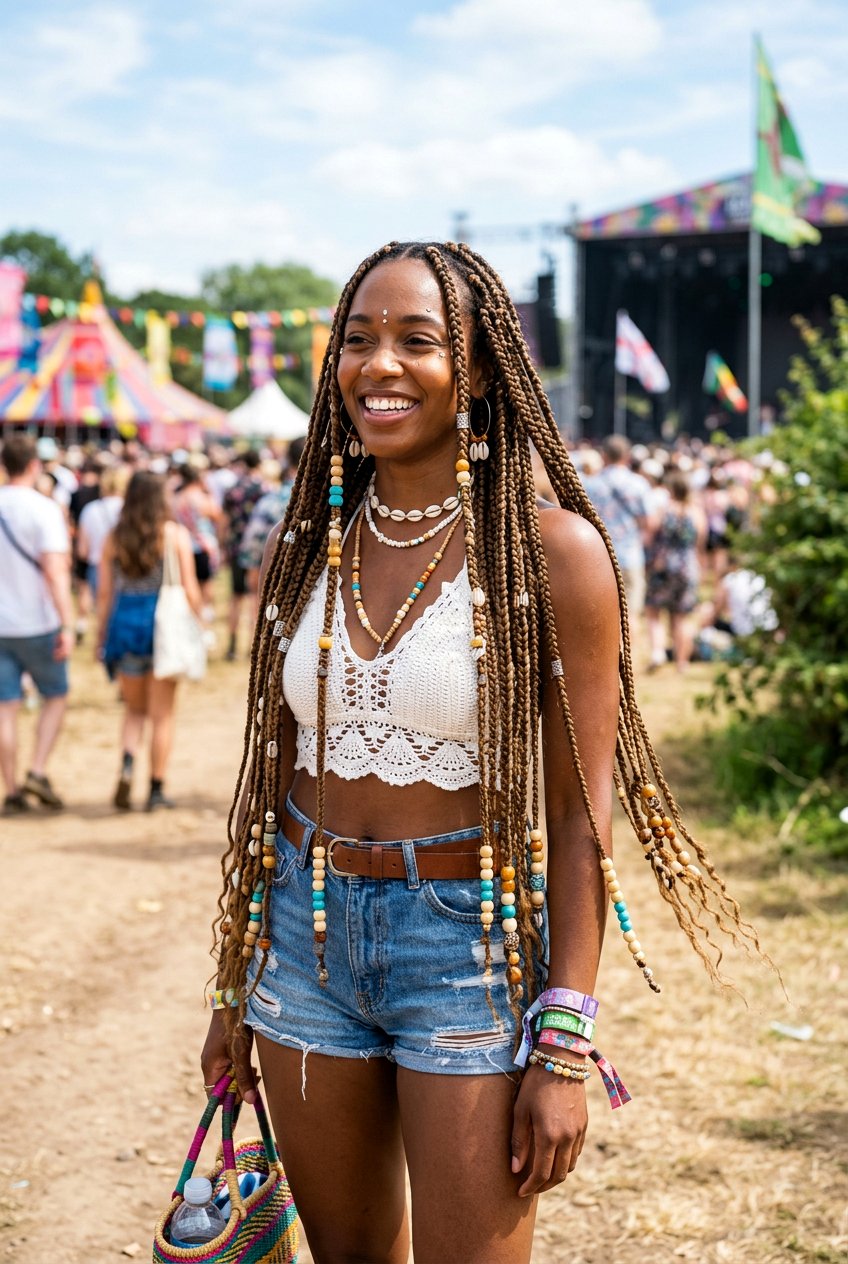 Boho Box Braids Festival Look - 20 boho festival braid styles - 20 boho festival braid styles