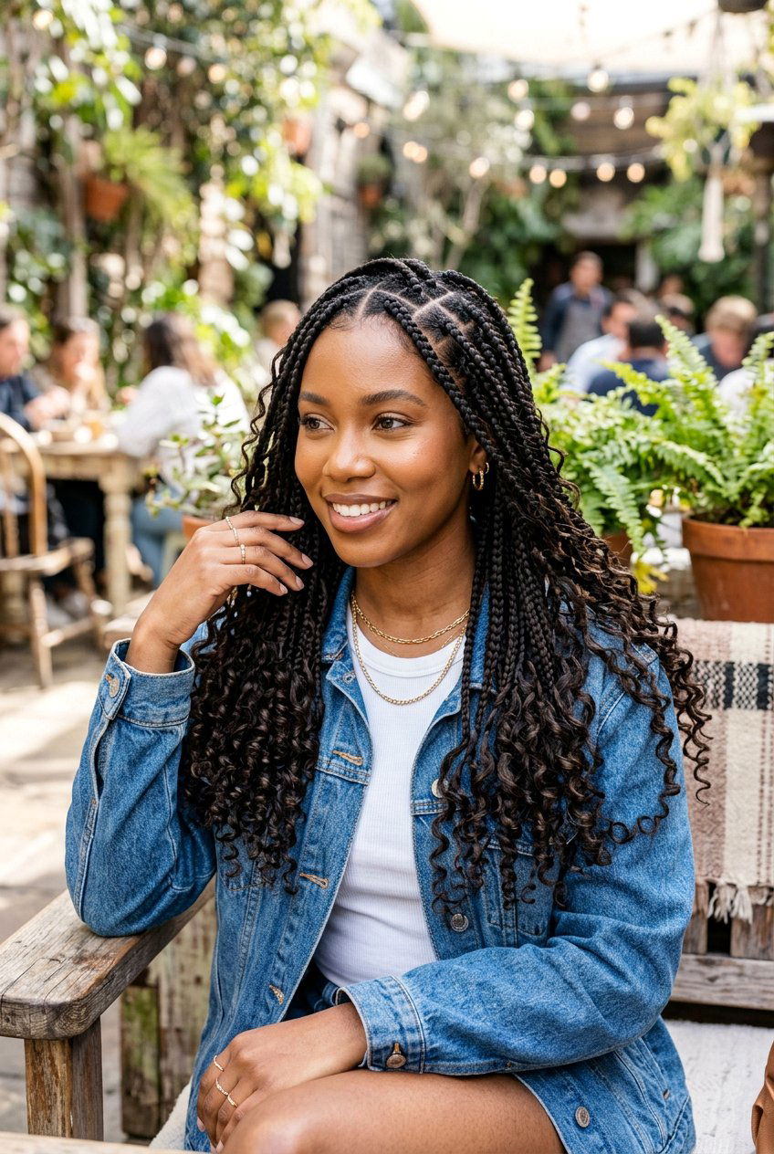 Boho Box Braids With Curly Ends - 20 boho braid hairstyle with curls - 20 boho braid hairstyle with curls