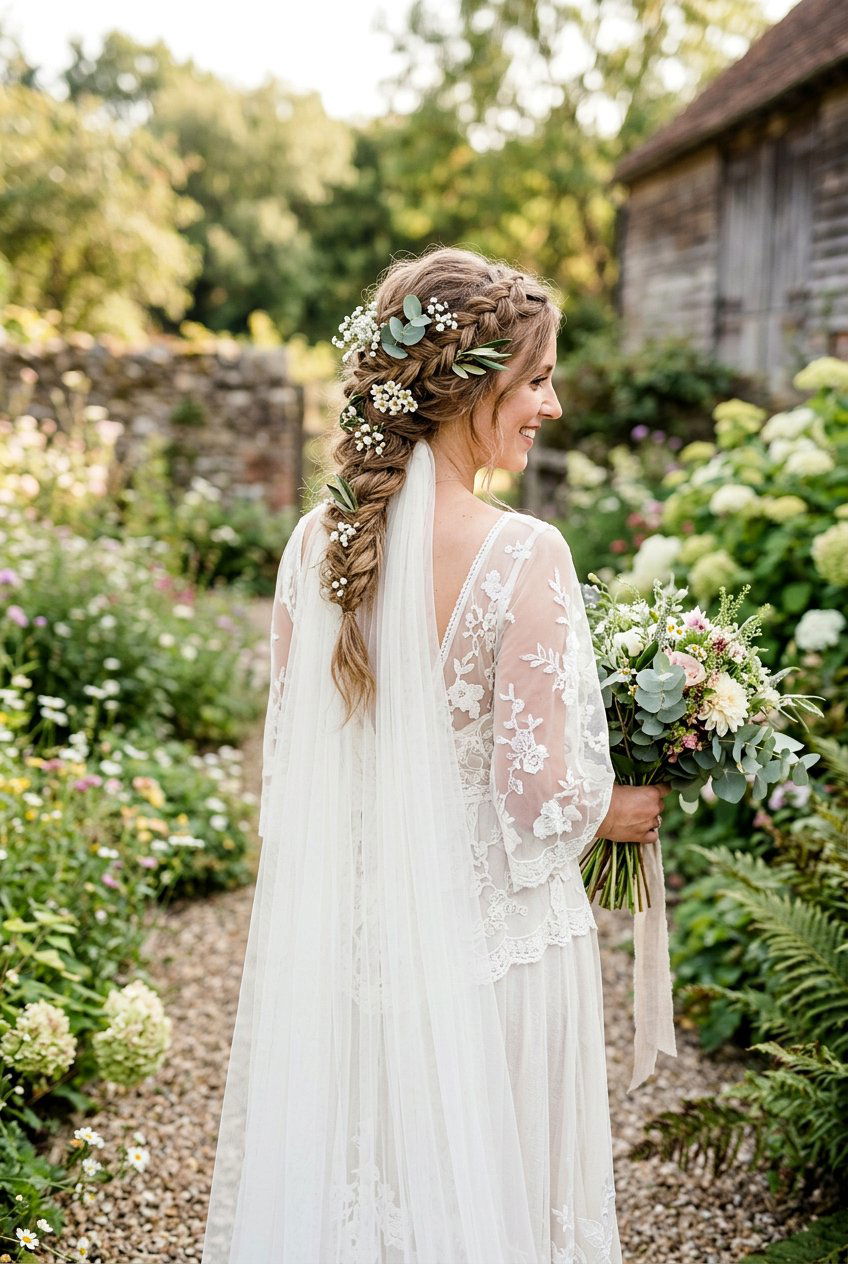 Boho Braid Bridal Hairstyle - 20 bridal hairstyle for veil and flowers - 20 bridal hairstyle for veil and flowers