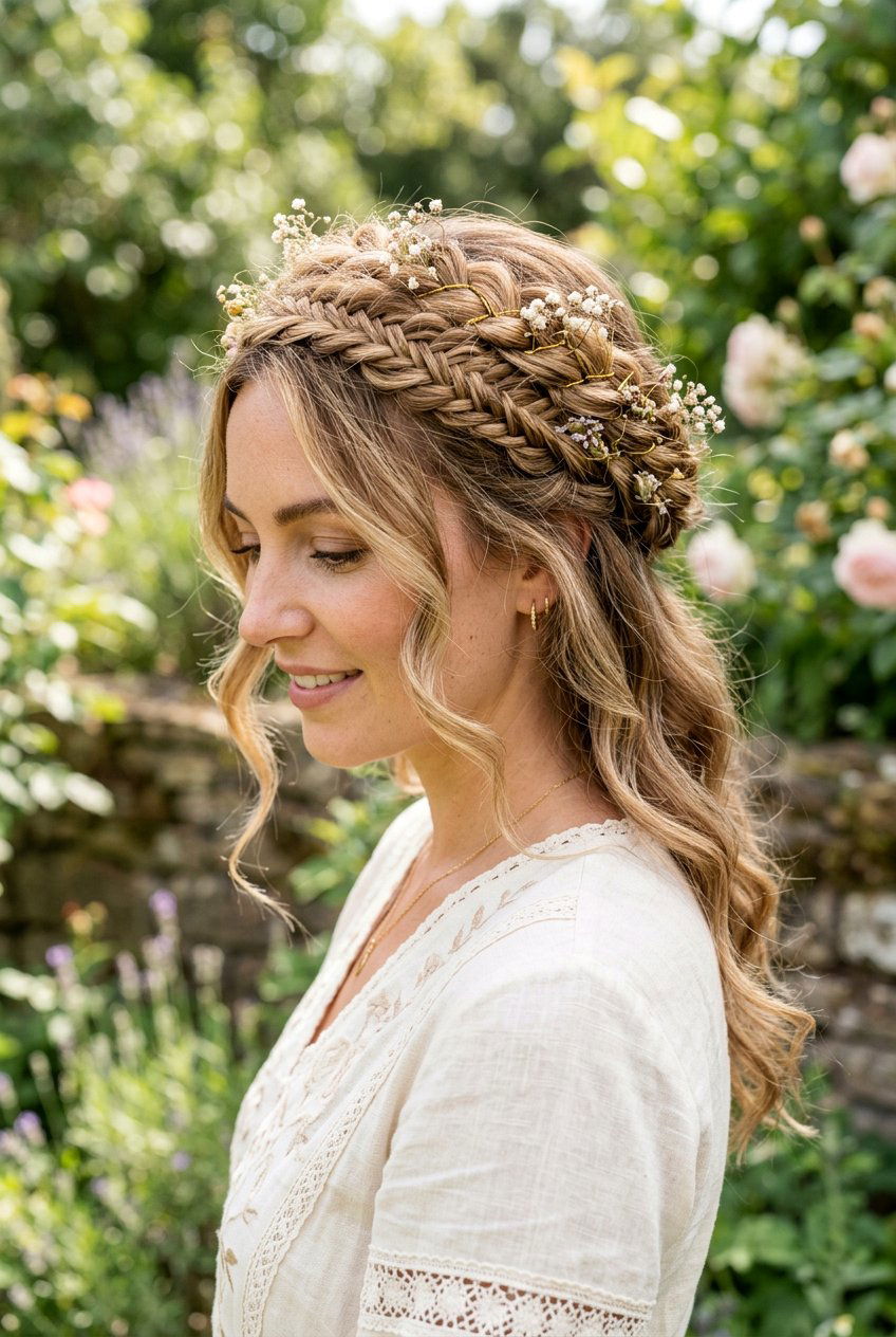 Boho Braid Crown - 20 bridesmaid hairstyles - 20 bridesmaid hairstyles