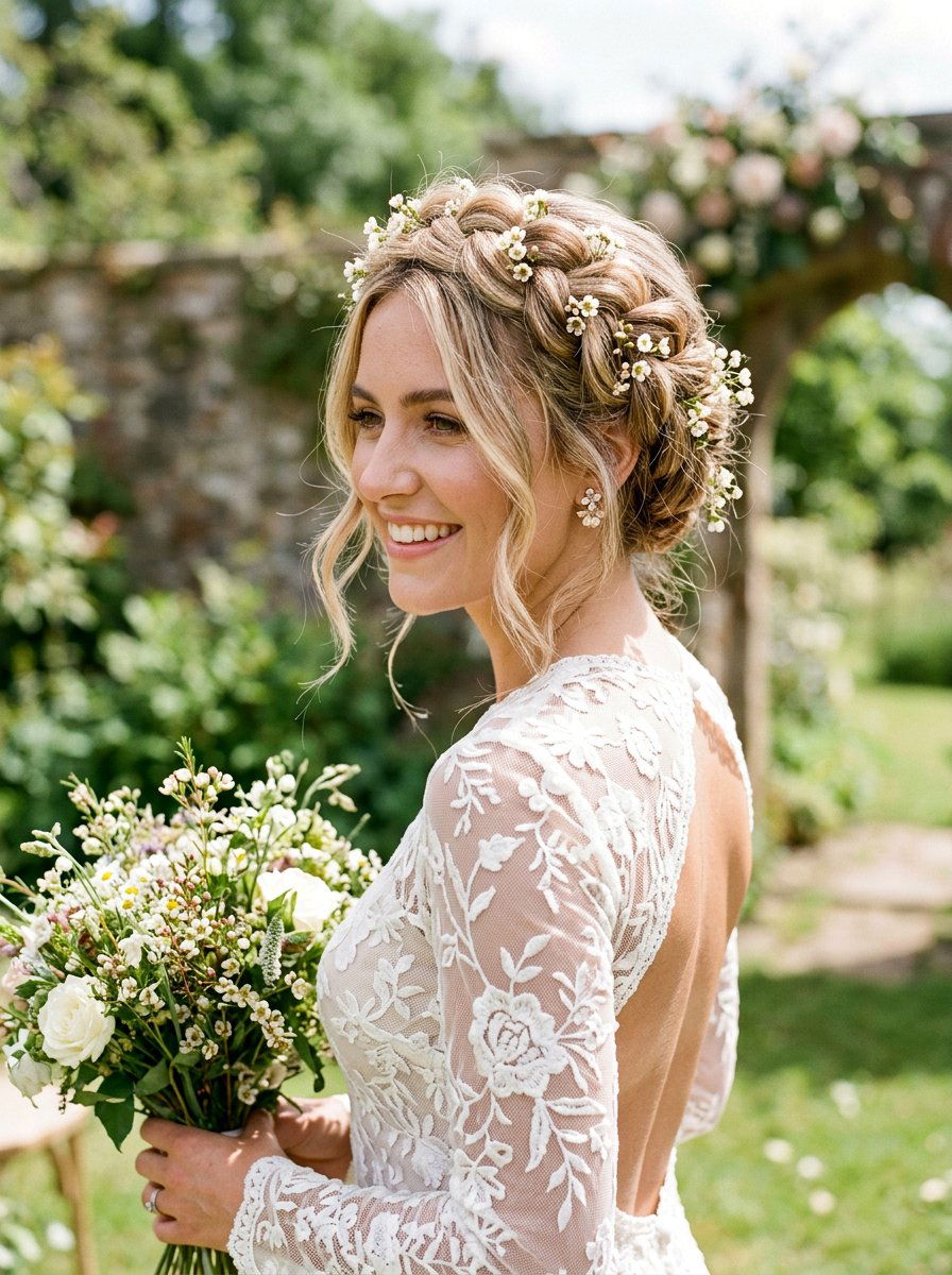 Boho Braid Crown - 20 wedding hairstyles for fine thin hair - 20 wedding hairstyles for fine thin hair