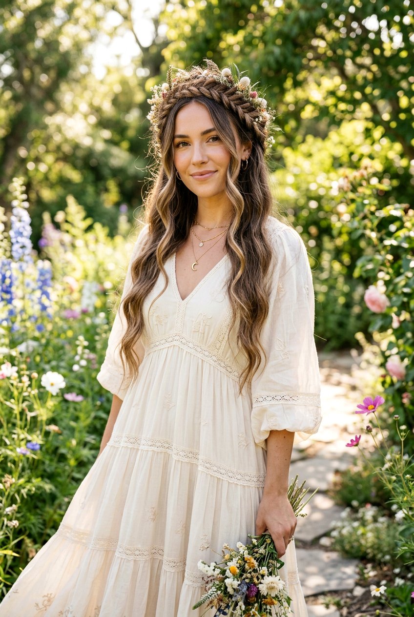 Boho Braid Crown - 20 cottagecore braid crown hairstyle - 20 cottagecore braid crown hairstyle