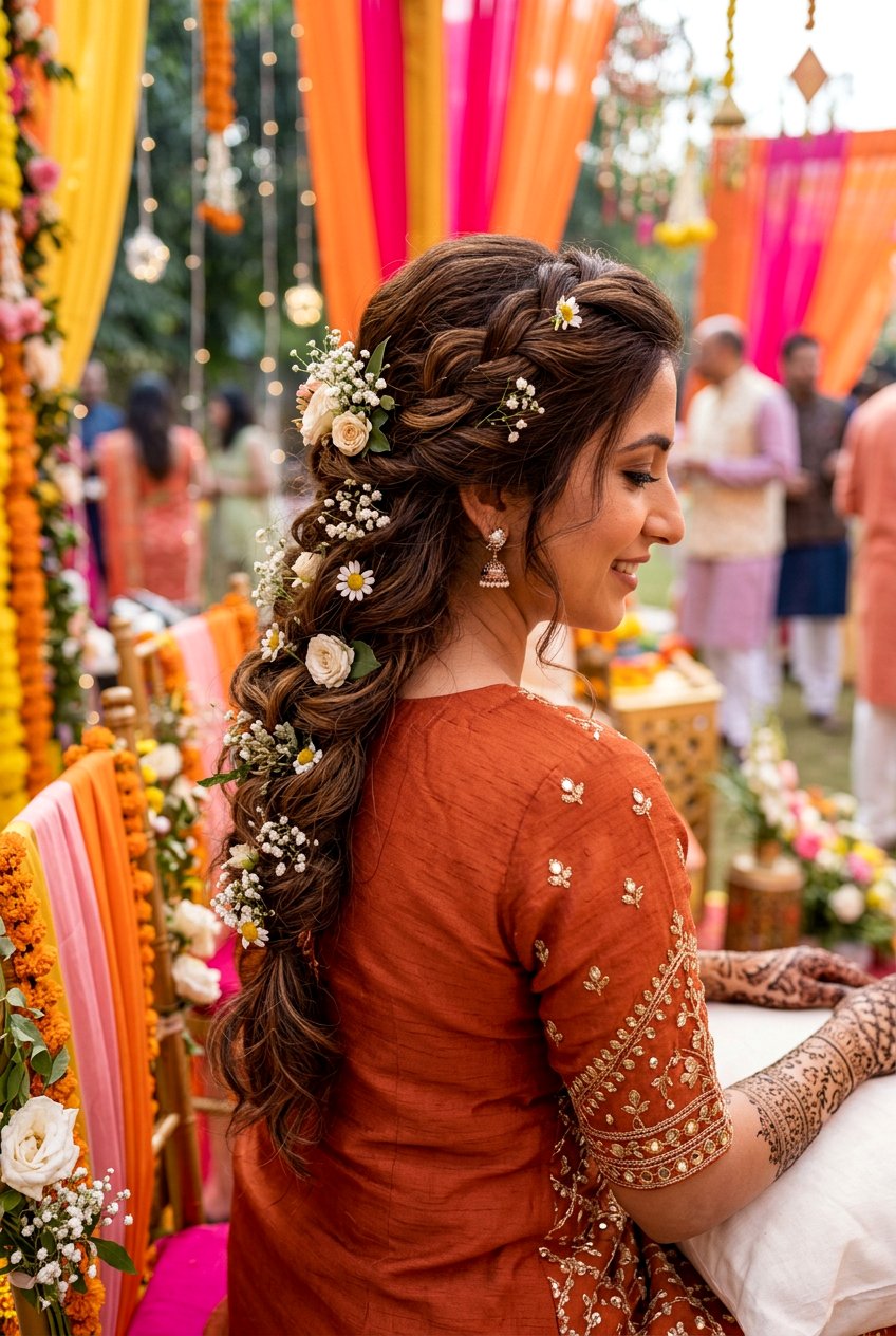 Boho Braid For Mehndi Function - 20 mehndi braid hairstyles - 20 mehndi braid hairstyles