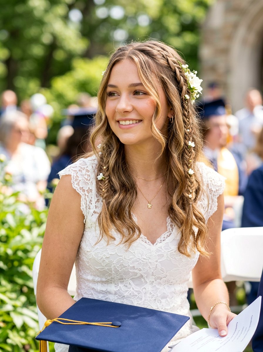 Boho Braid Graduation Hairstyle - 20 teen girls graduation hairstyle with braid - 20 teen girls graduation hairstyle with braid