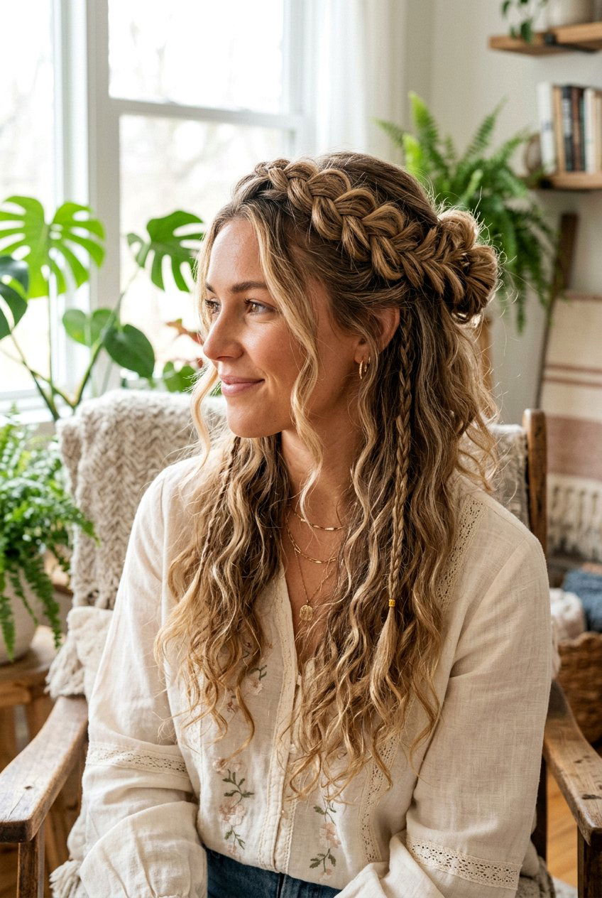 Boho Braid Half Up Half Down - 20 boho braid hairstyles - 20 boho braid hairstyles