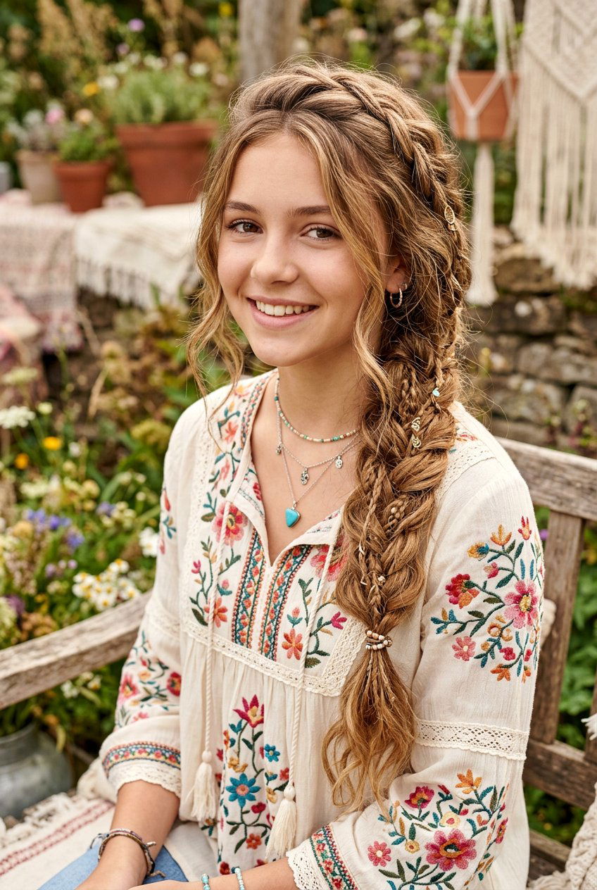 Boho Braid Long Hair - 20 school hairstyle for teenage girls with long hair - 20 school hairstyle for teenage girls with long hair